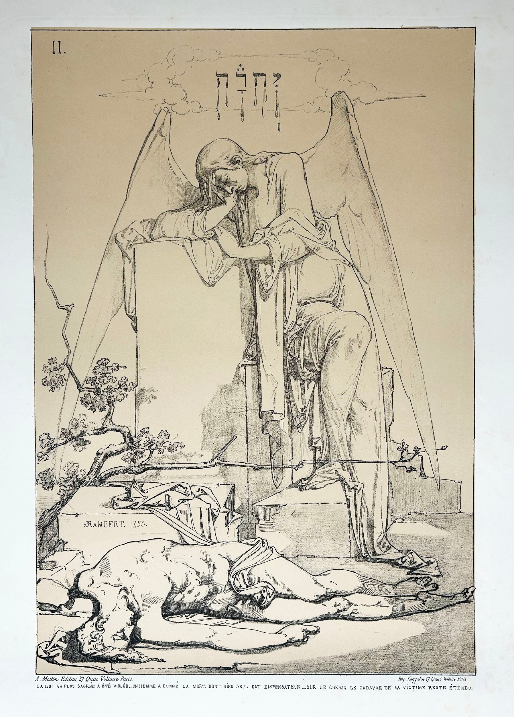Le Meurtre. Huit dessins et un texte par Rambert. 1855.