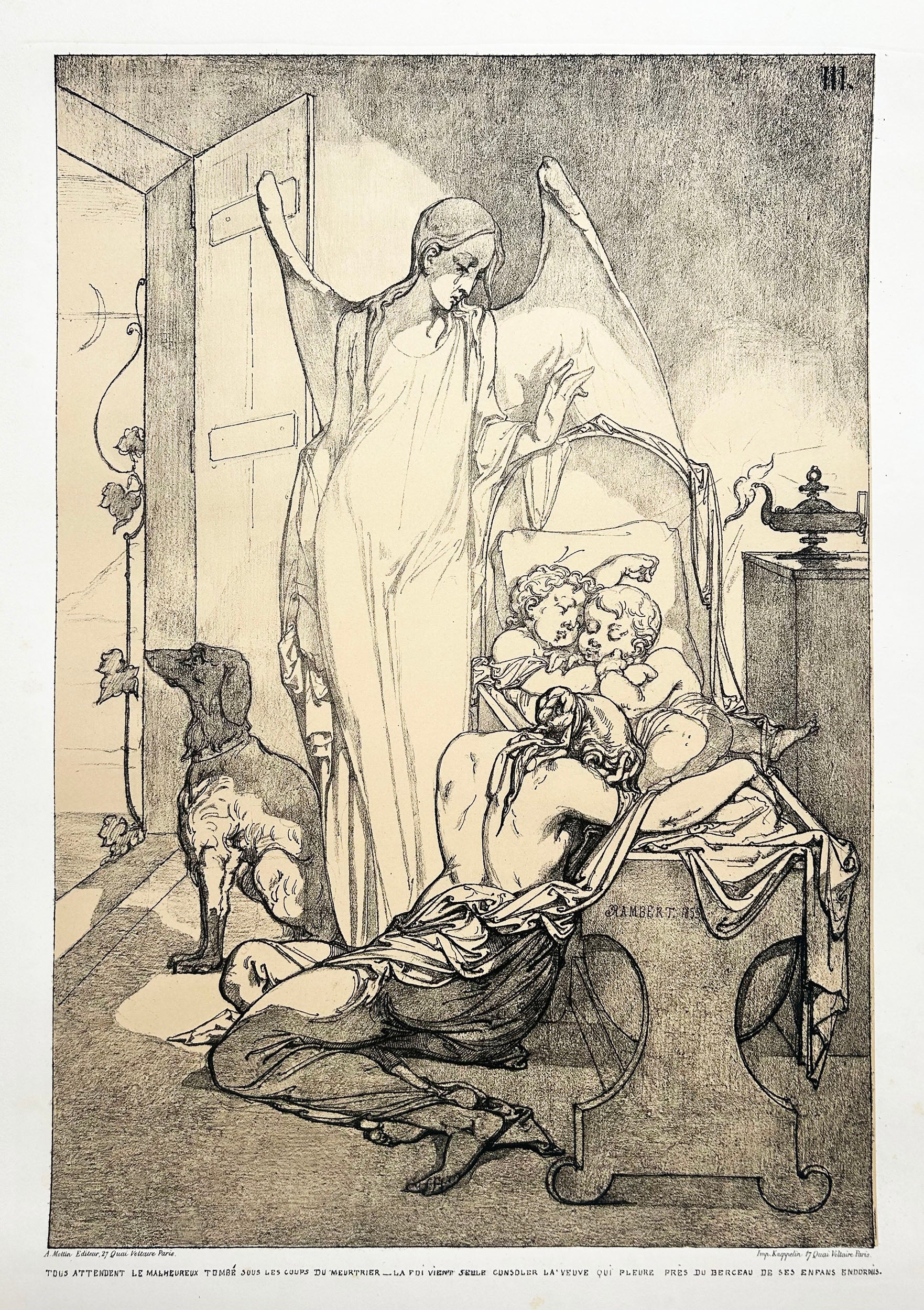 Le Meurtre. Huit dessins et un texte par Rambert. 1855.