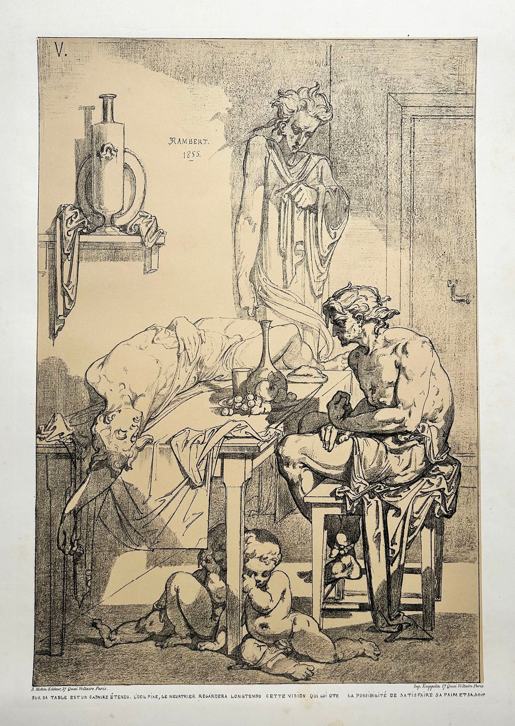 Le Meurtre. Huit dessins et un texte par Rambert. 1855.