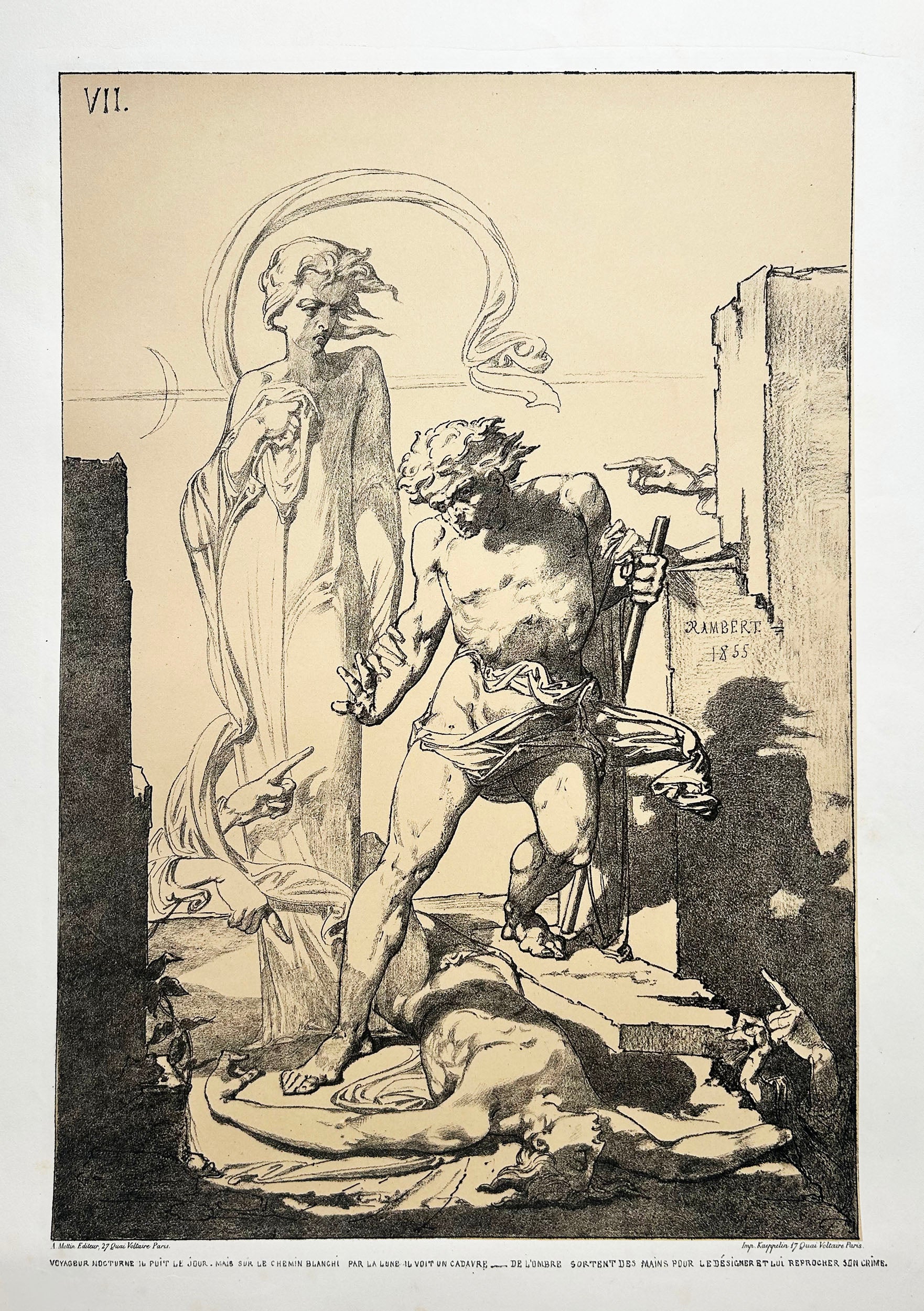 Le Meurtre. Huit dessins et un texte par Rambert. 1855.