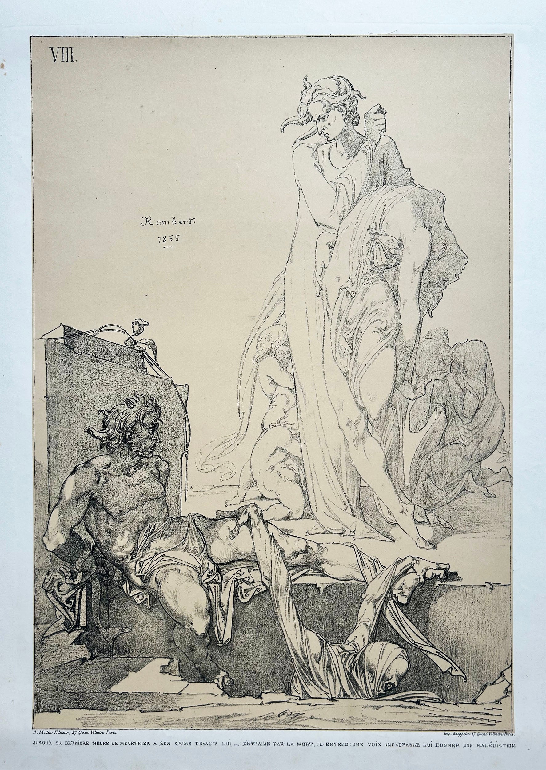 Le Meurtre. Huit dessins et un texte par Rambert. 1855.