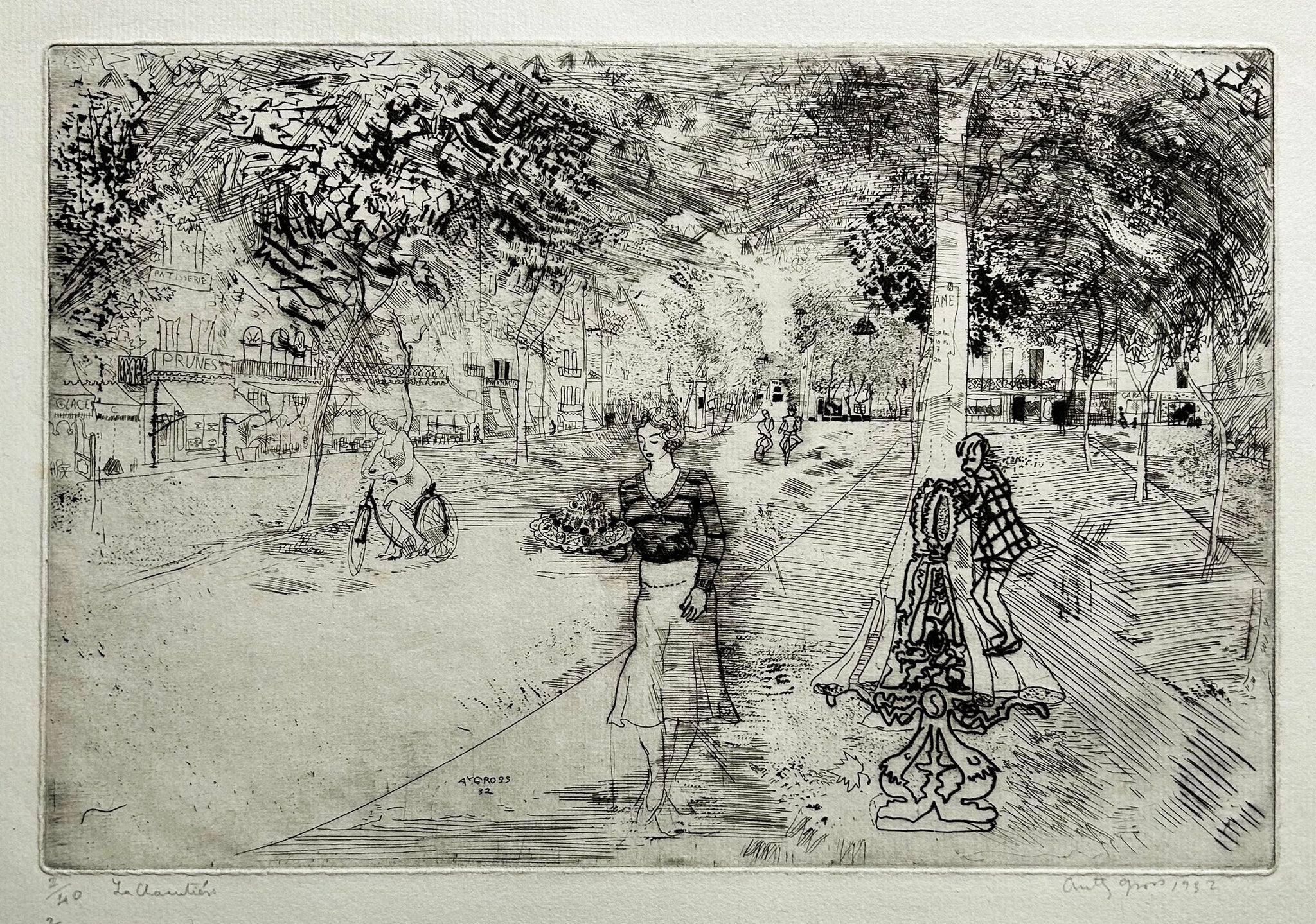 Anthony GROSS La charcutière. Gravure originale signée et datée.
