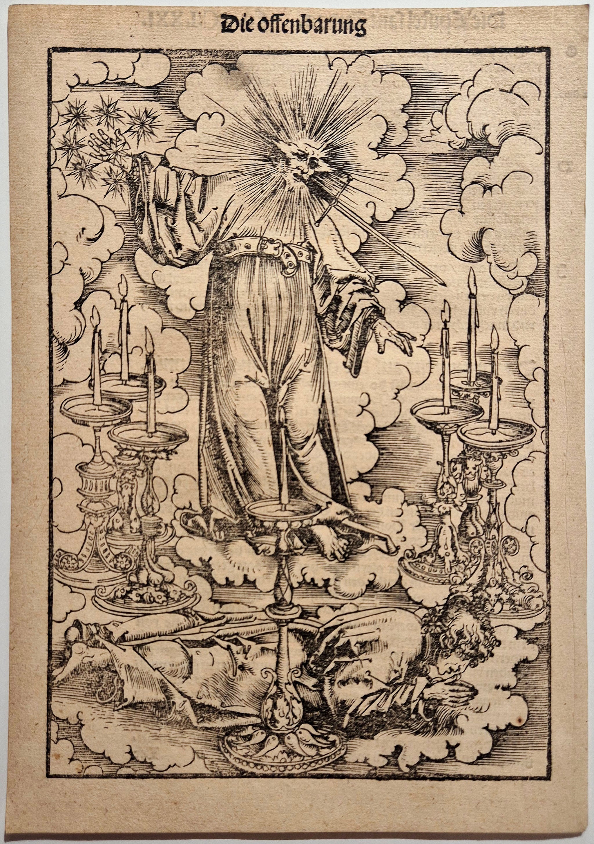 CRANACH Lucas le vieux L'Apocalypse: Les septs candélabres et les étoiles. Bois gravé.