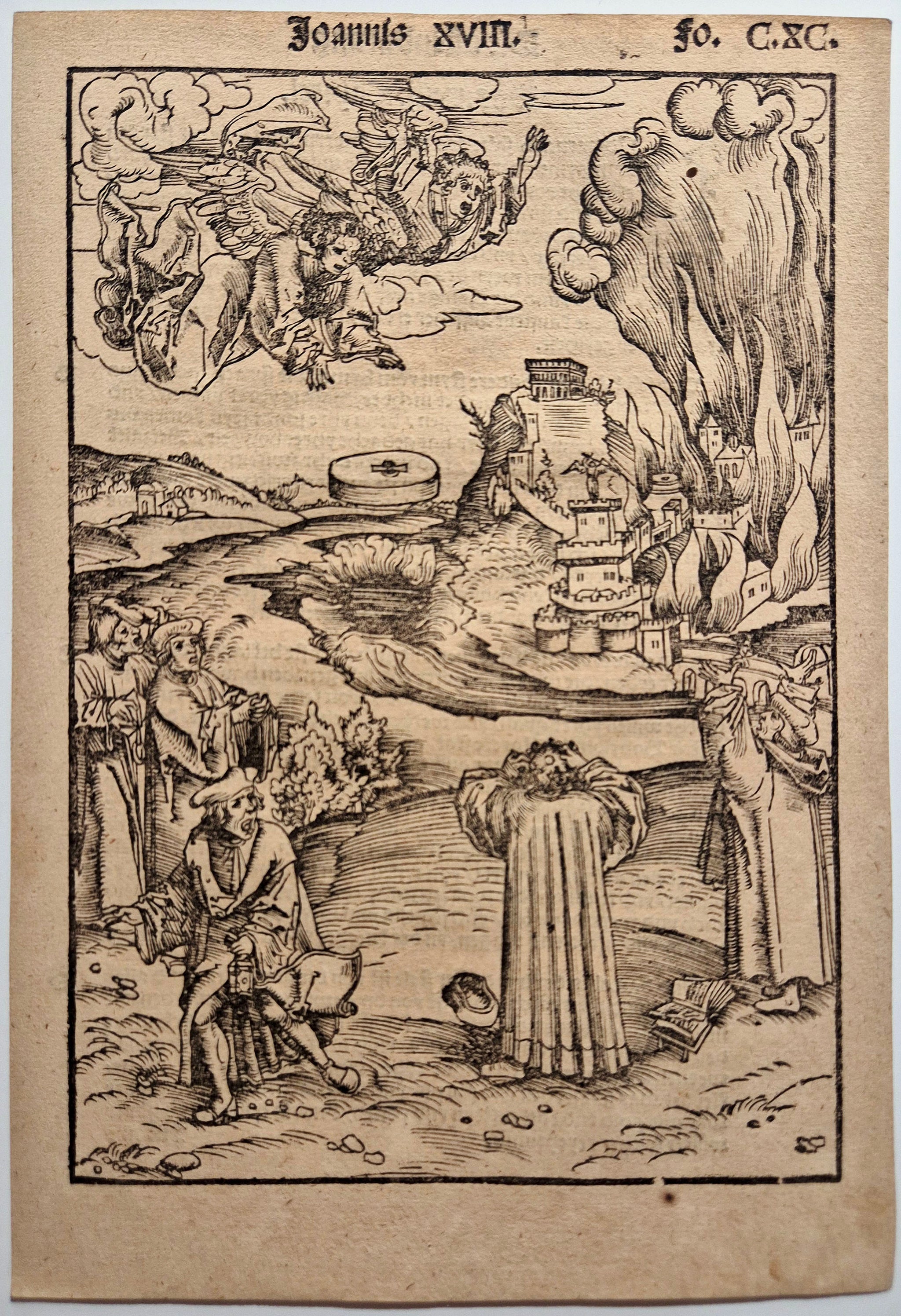 CRANACH Lucas le vieux L'Apocalypse: La meule jetée dans la mer; la chute de Babylone.