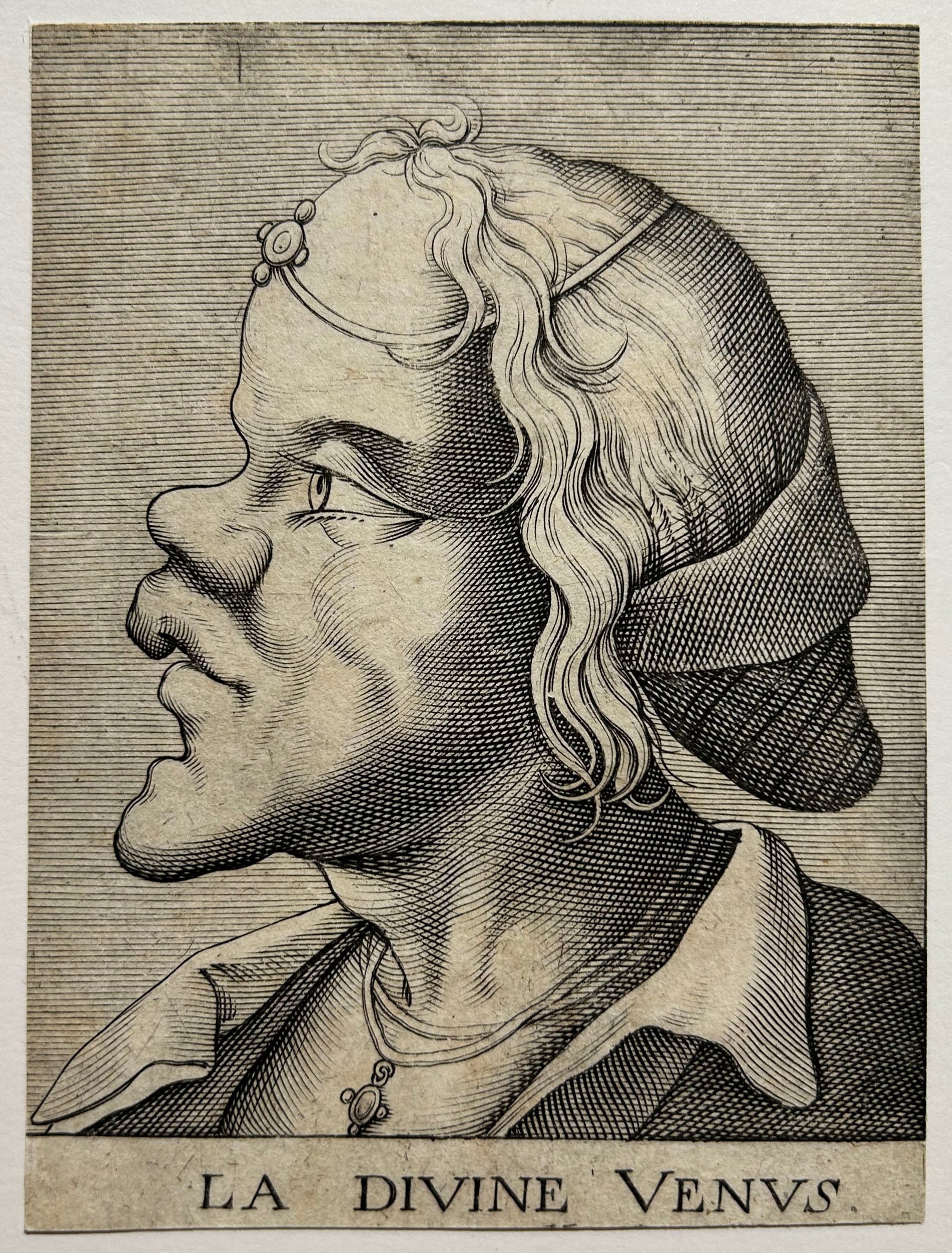 La divine Vénus (Visage grotesque). Gravé par un anonyme français du 17ème.