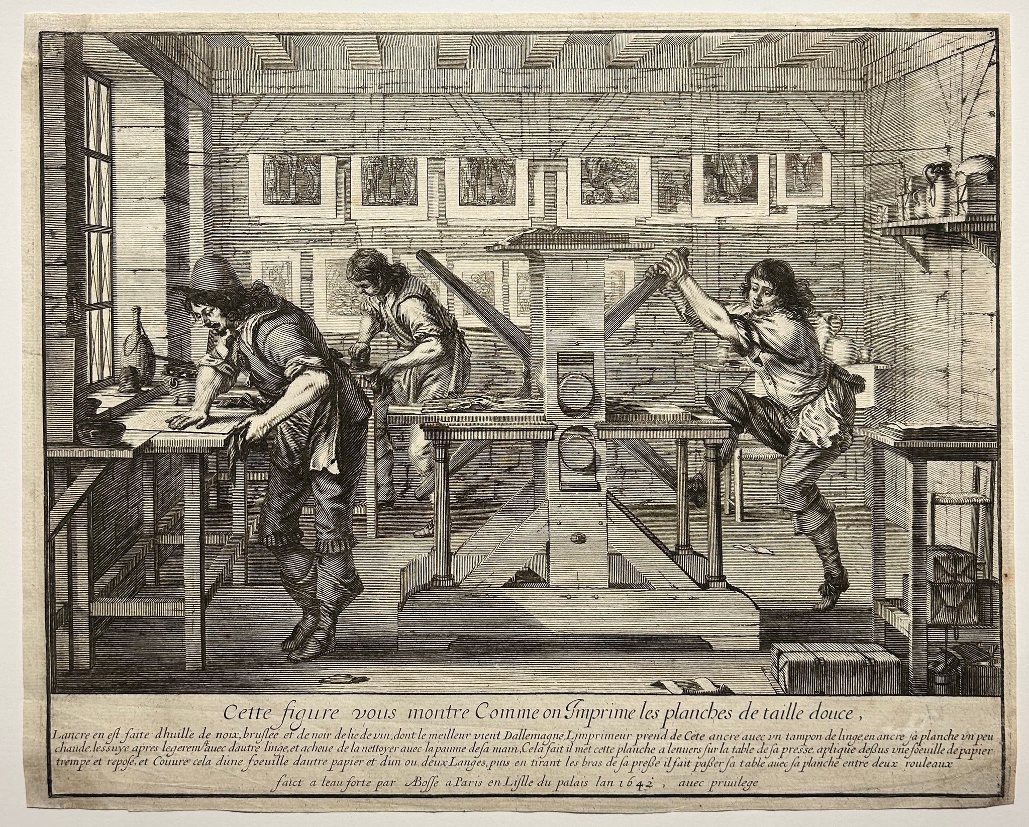 Abraham BOSSE Les Imprimeurs en taille-douce. 1642. Eau-forte et burin .