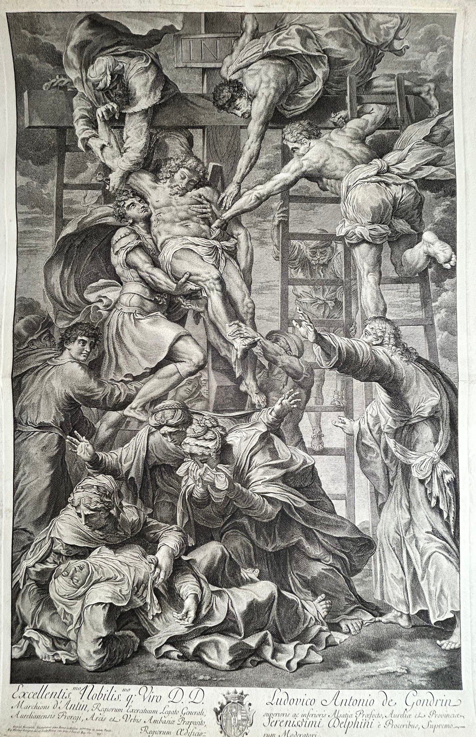 Nicolas DORIGNY La descente de croix. Eau-forte et burin.