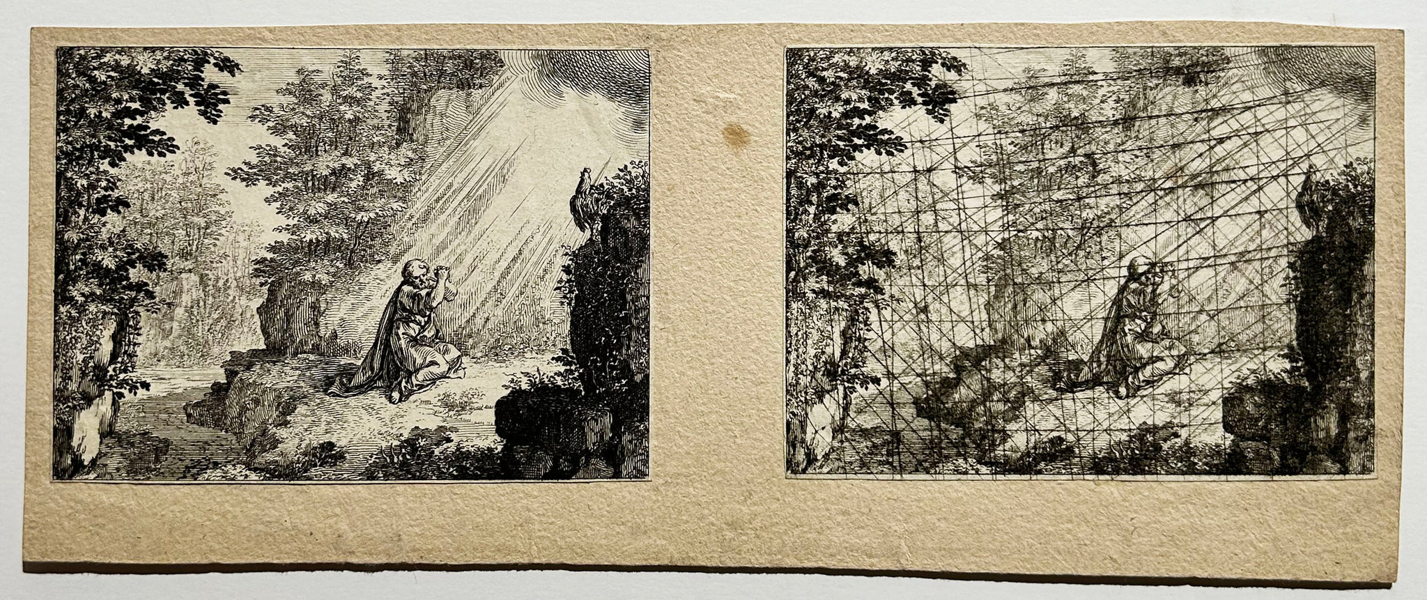 Sébastien LE CLERC Saint Claude priant dans la solitude. Eau-forte.