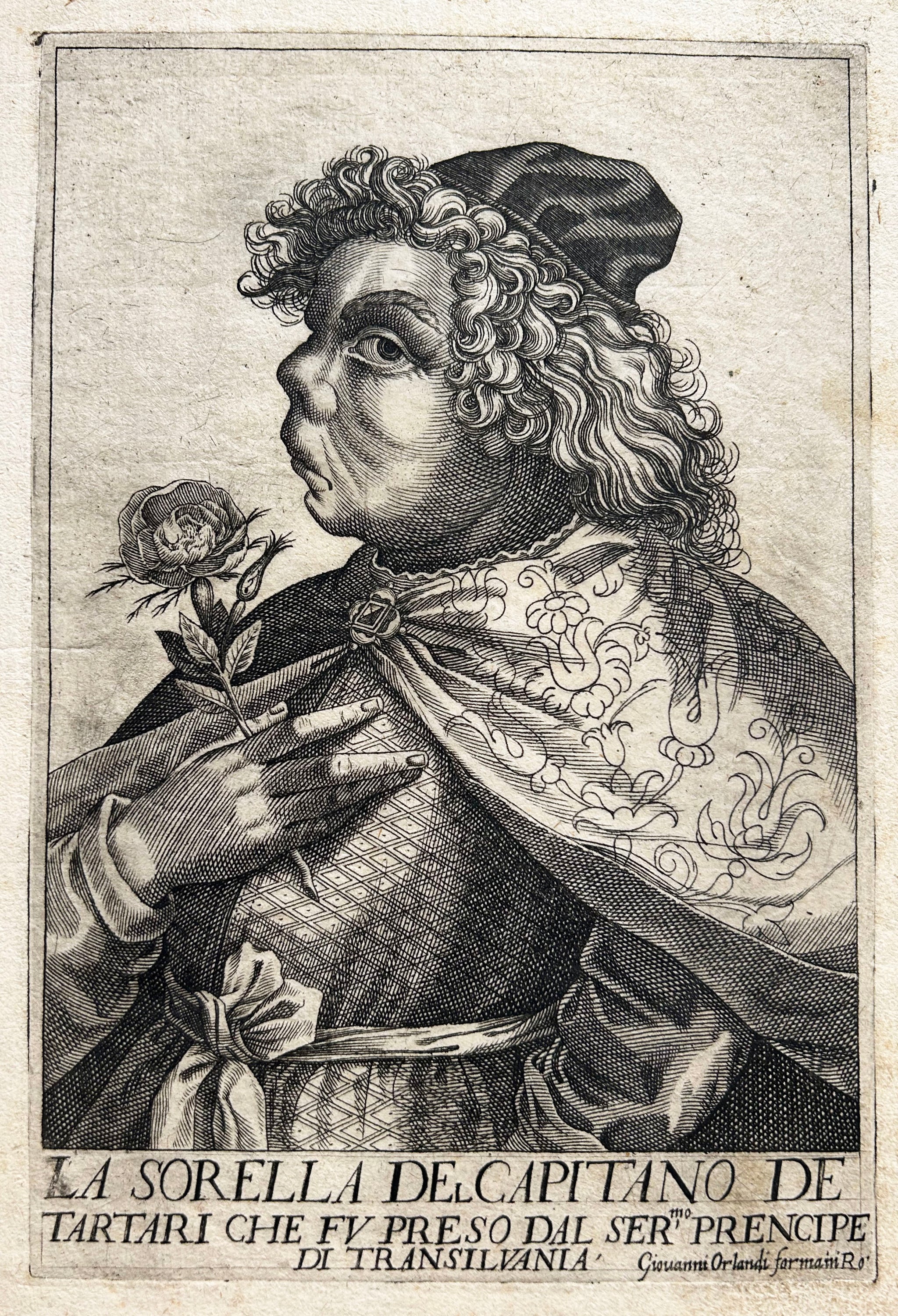La sorella del capitano de tartari che fu preso dal ser’mo prencipe di Transilvania (La sœur du capitaine tartare qui fut emmené par le prince de Transylvanie). v. 1600-1610. Caricature italienne du 17ème.