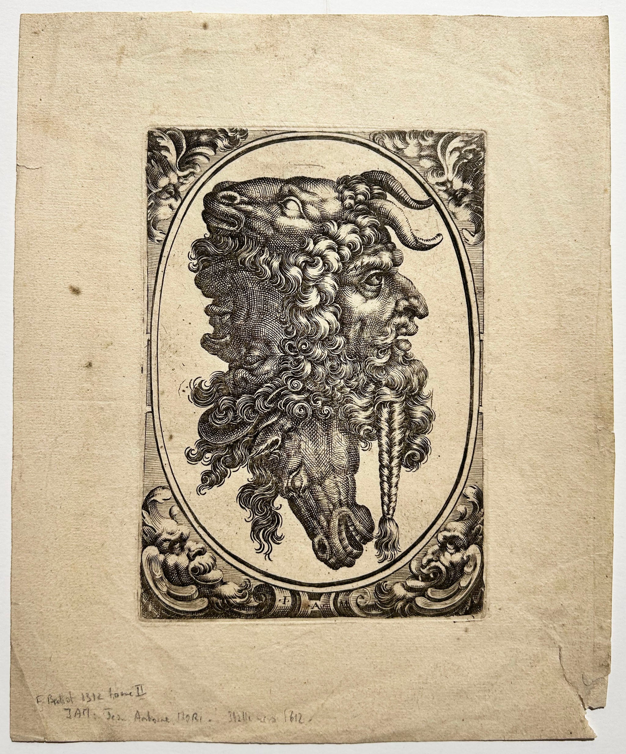 Tête grotesque. Têtes de bouc, cheval, satyre et homme. 1590-1660.