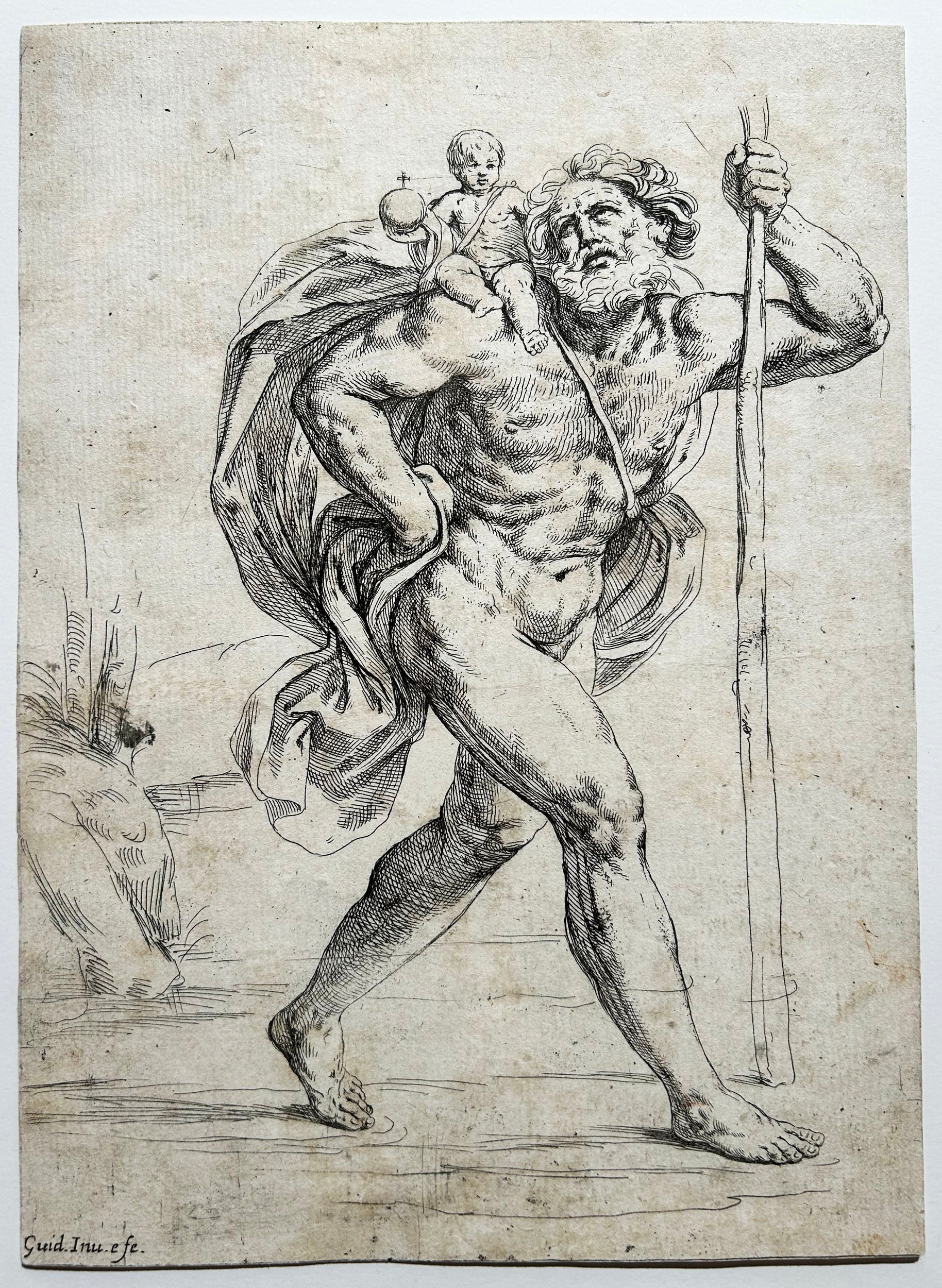 Guido RENI Saint Christophe. Eau-forte.