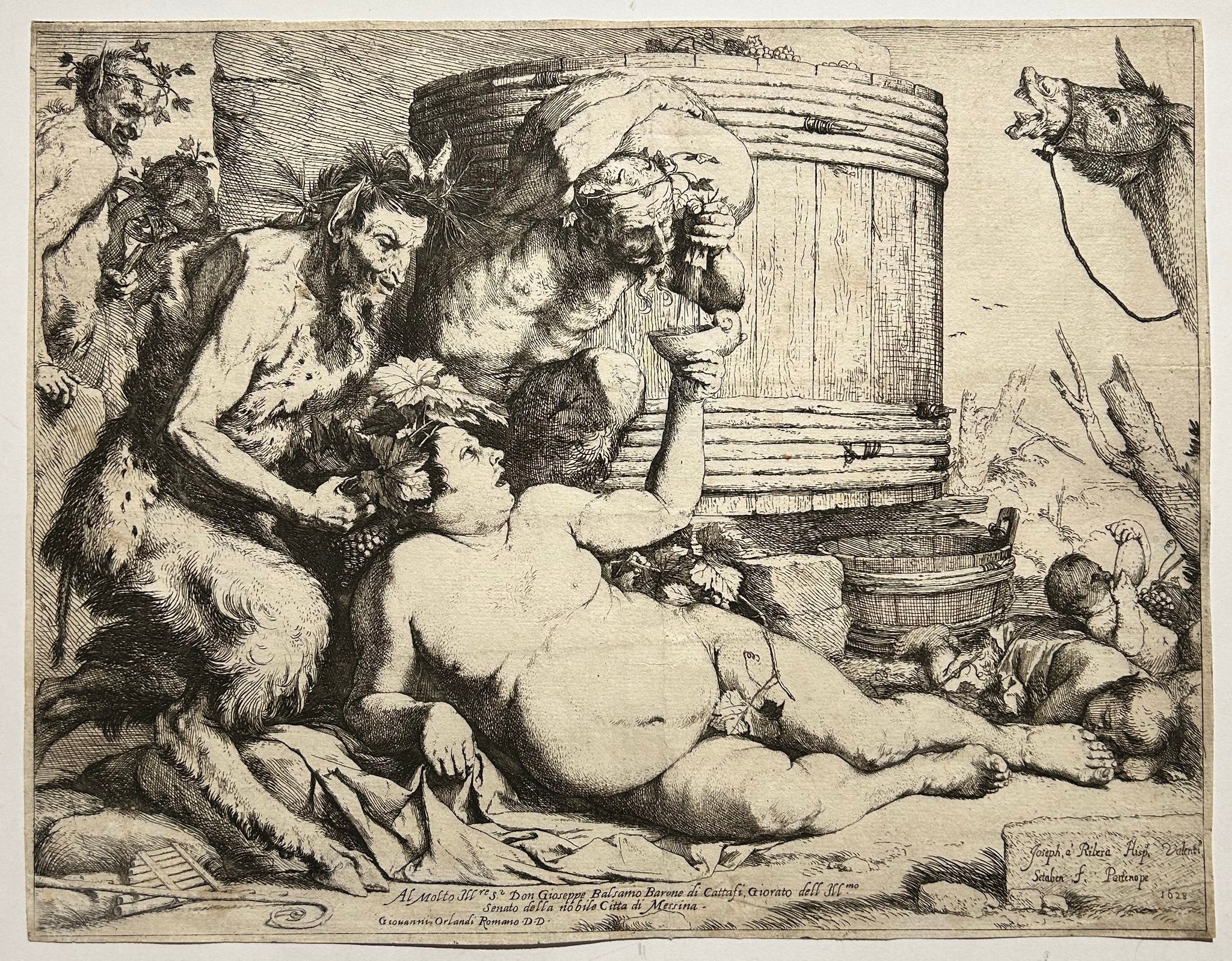 Jusepe de RIBERA Silène ivre (Sileno borracho). 1628. Eau-forte et burin.