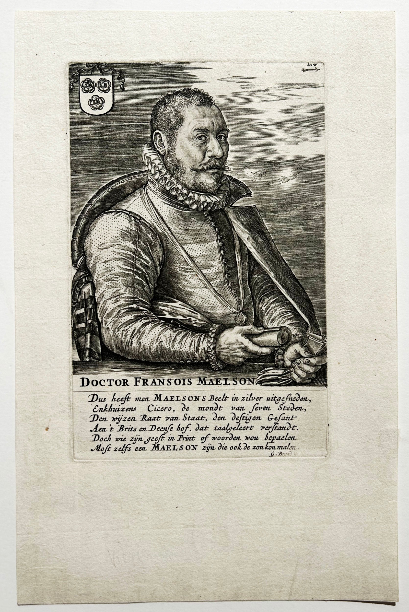 Hieronymus WIERIX. Portrait de François Maelson. Gravure.