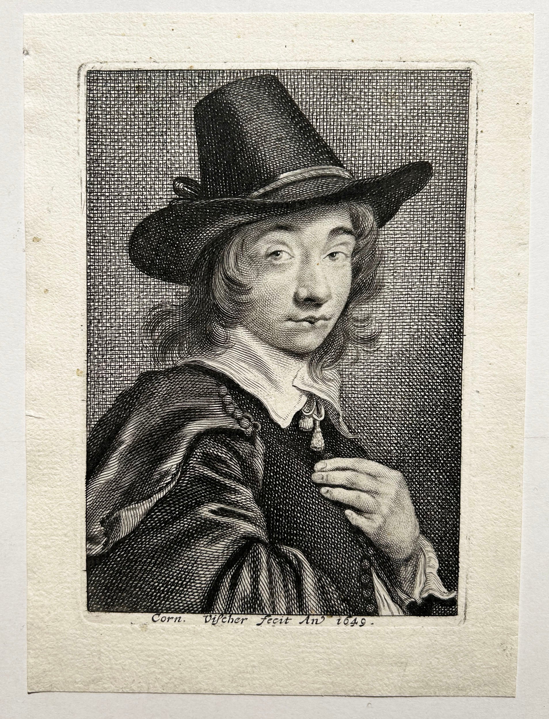 CornelisVISSCHER. Autoportrait de l'artiste. 1649. Gravure.