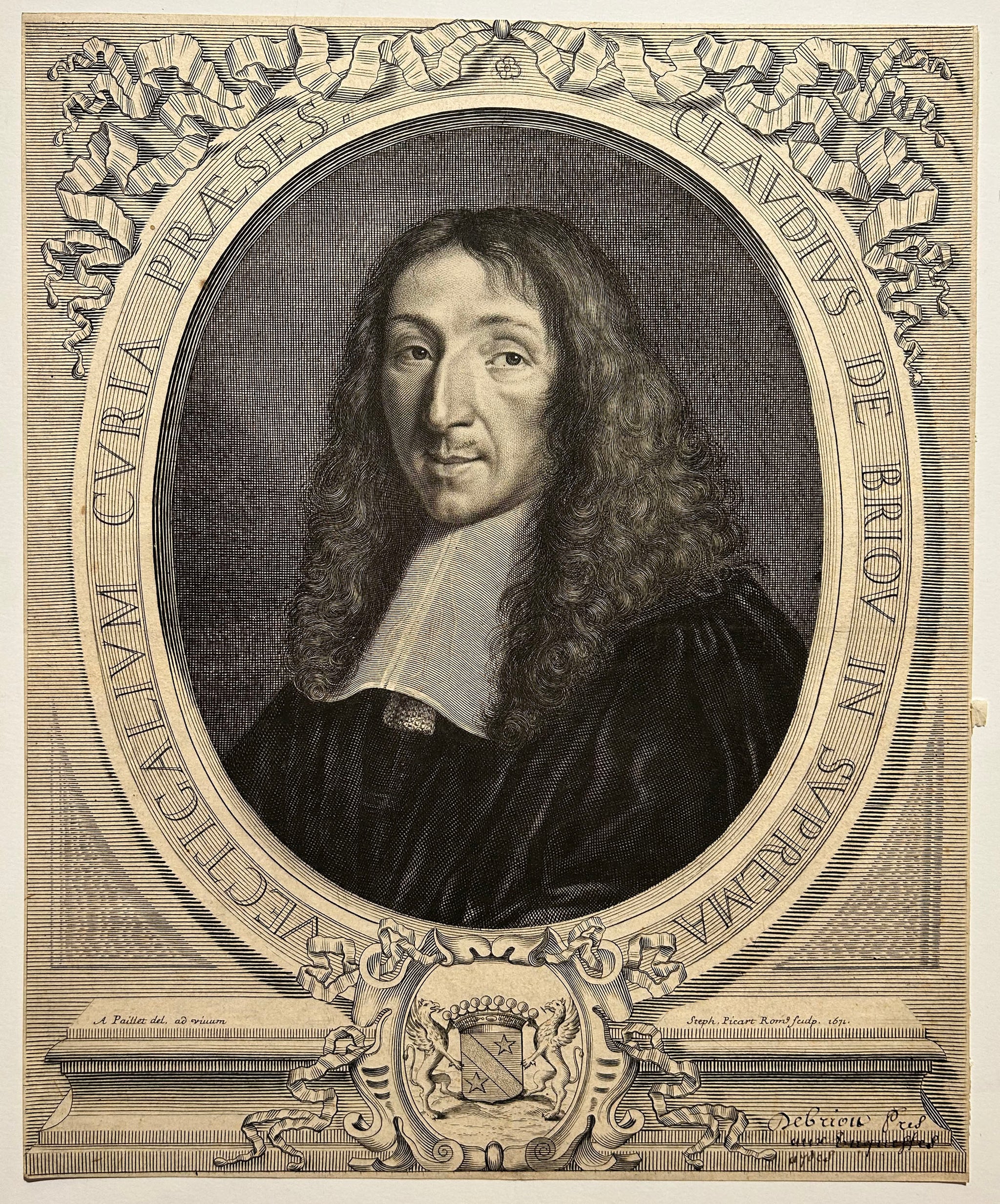 Etienne PICART Portrait de Claude de Briou, président de la cour des comptes.  1671. Gravure.