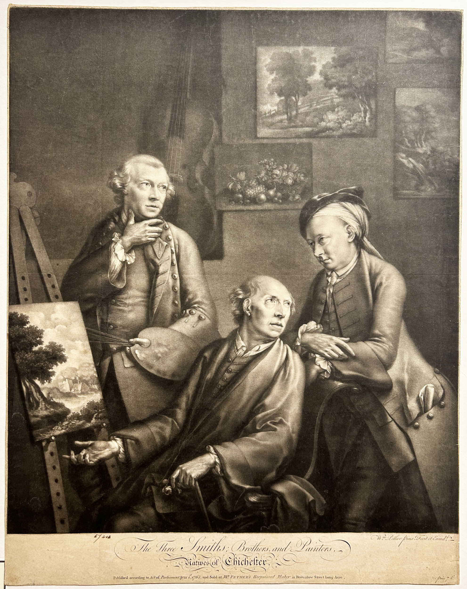 William PETHER The Three Smiths (de Chichester), Brothers and Painters (Les trois Smith, Frères et Peintres).  1765. Manière noire.