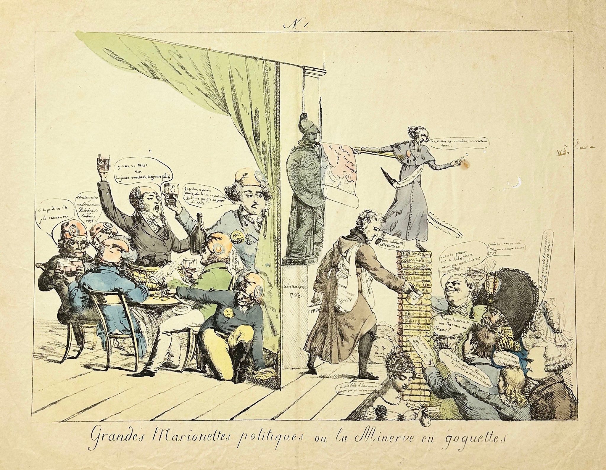 Grandes Marionnettes politiques ou la Minerve en goguettes. (Souscription pour aider les Boanapartistes au Texas).  1819.