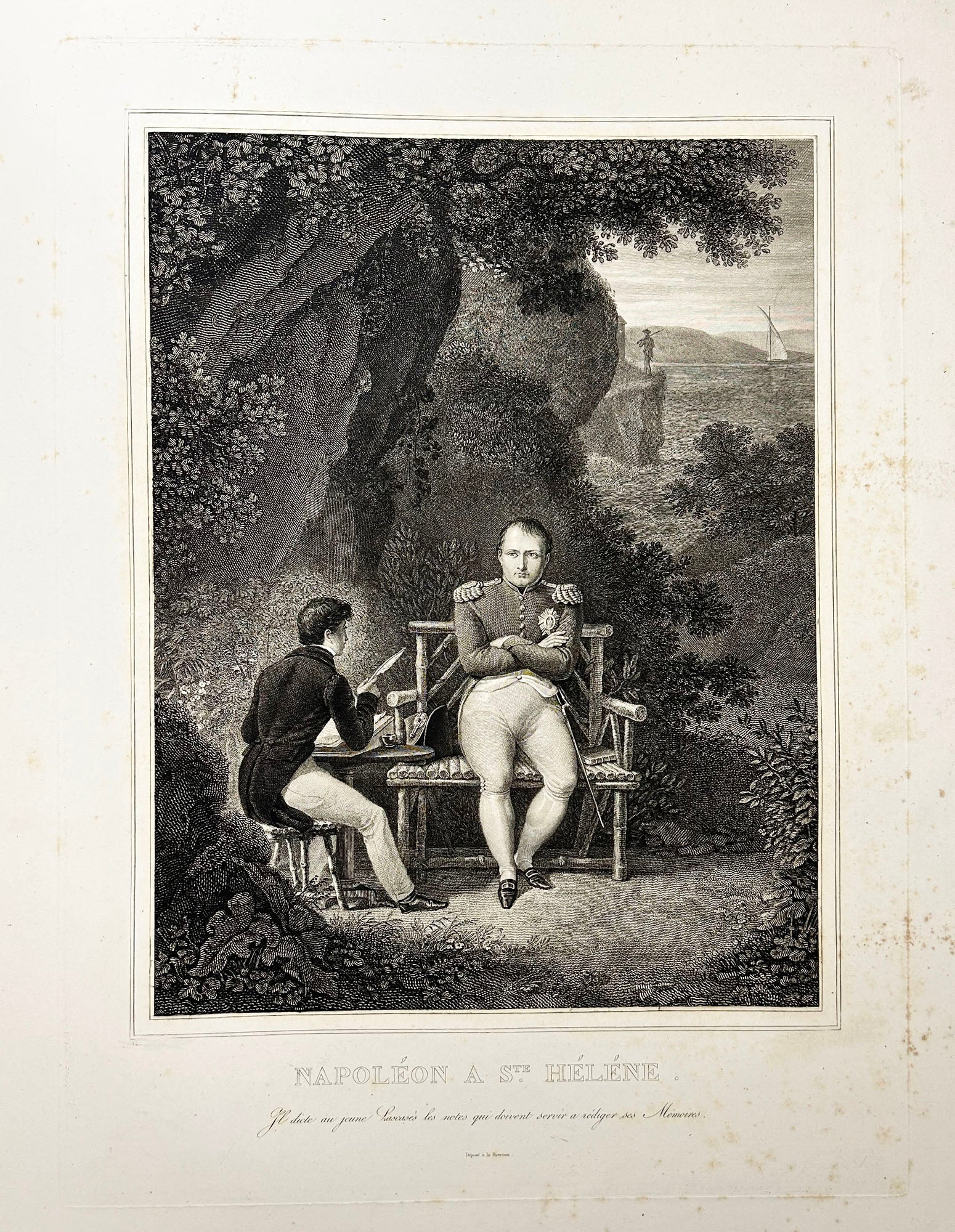 Napoléon à Ste Hélène (Il dicte au jeune Lascases les notes qui doivent servir à rédiger ses Mémoires). c.1830.