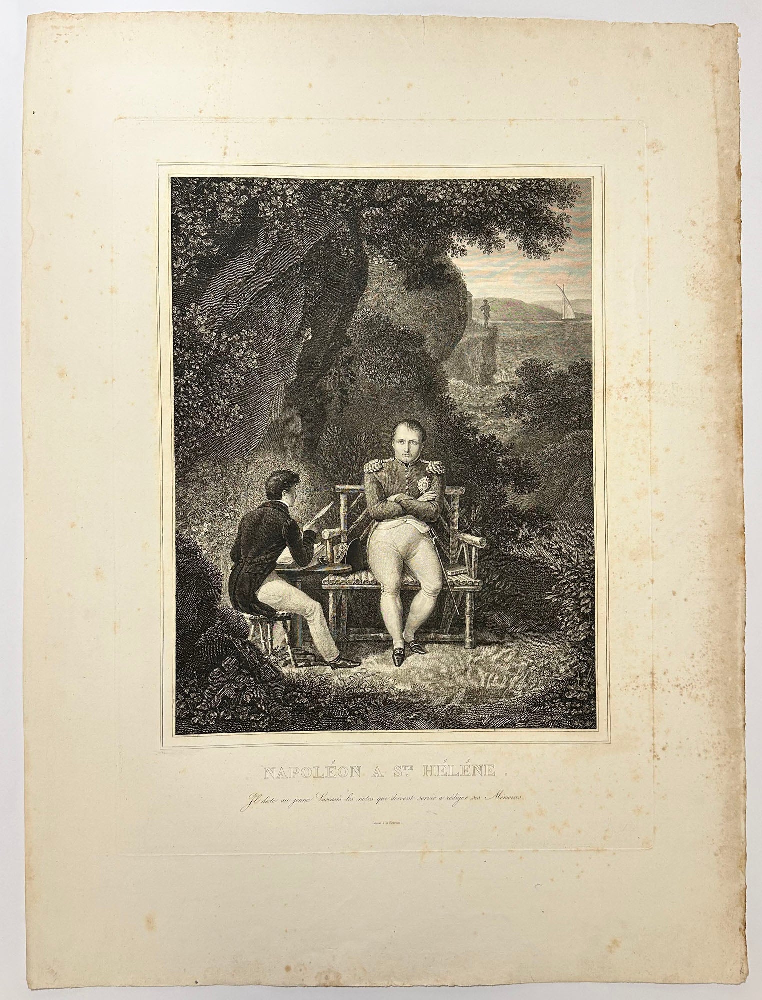 Napoléon à Ste Hélène (Il dicte au jeune Lascases les notes qui doivent servir à rédiger ses Mémoires). c.1830.