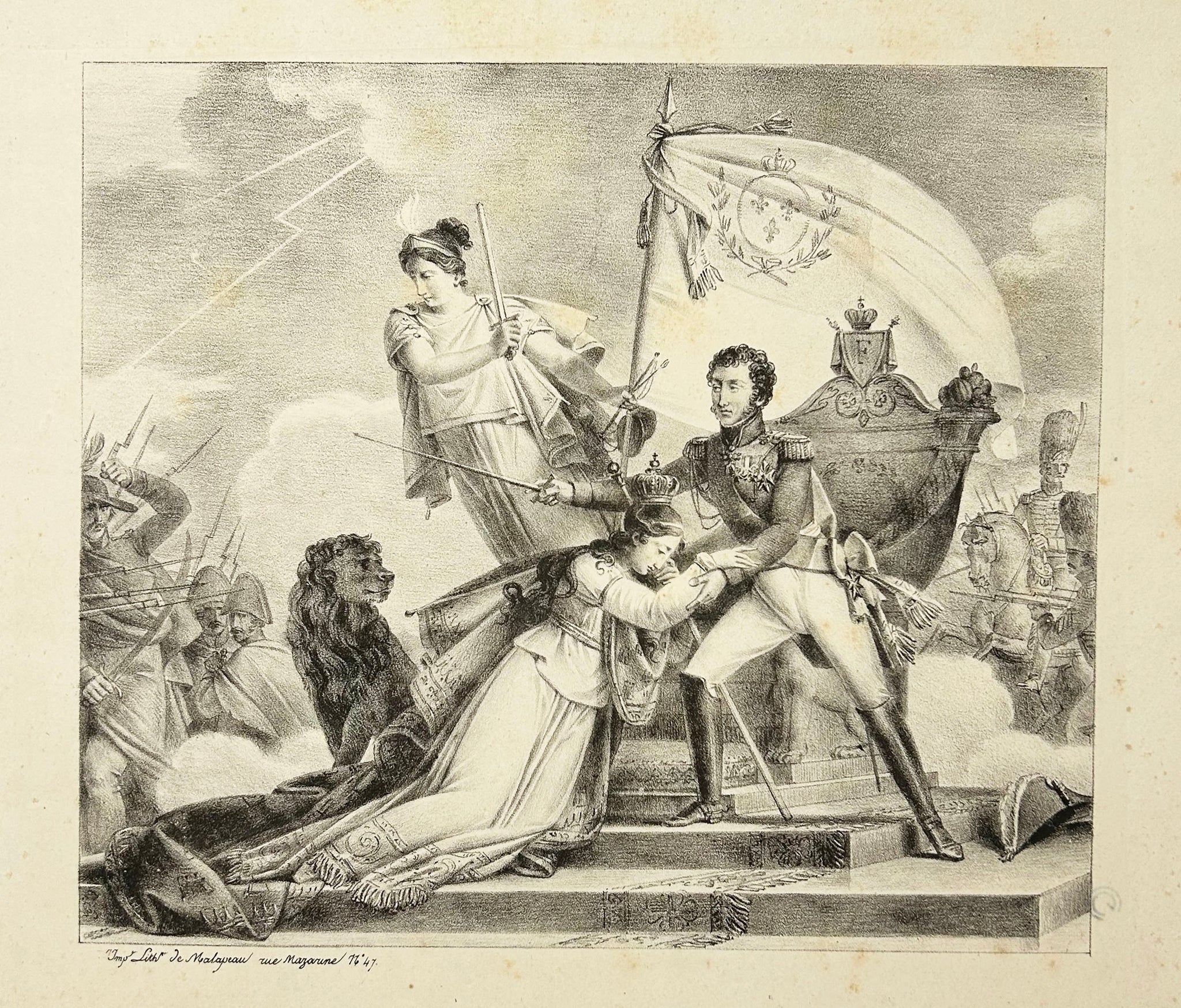 La Justice et la Valeur défendant le trône d'Espagne. c.1822-1823.