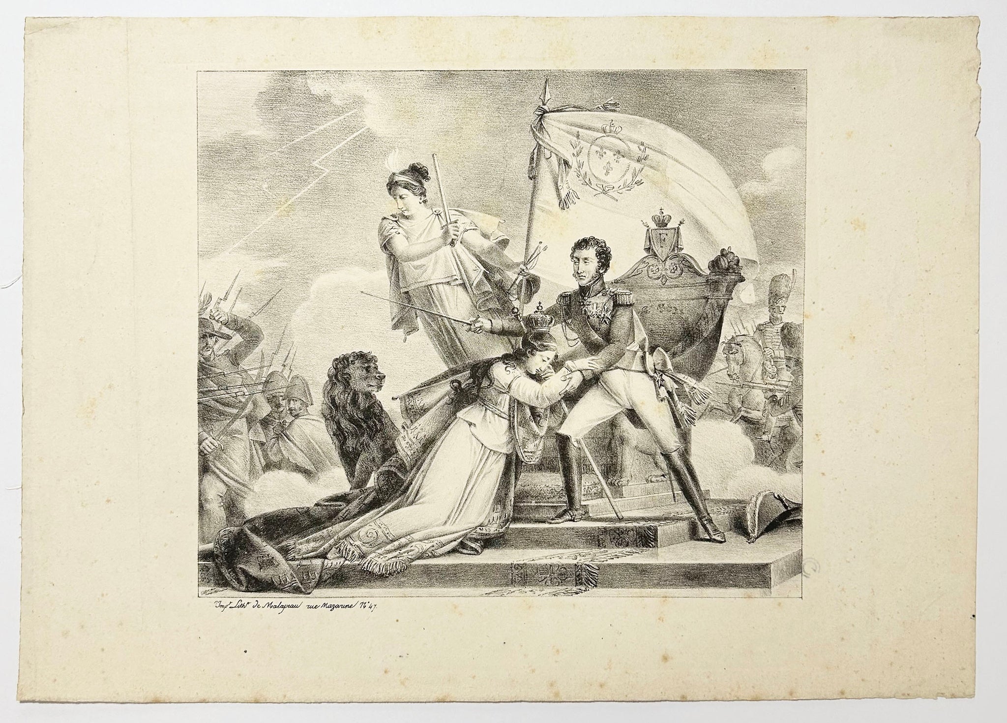 La Justice et la Valeur défendant le trône d'Espagne. c.1822-1823.