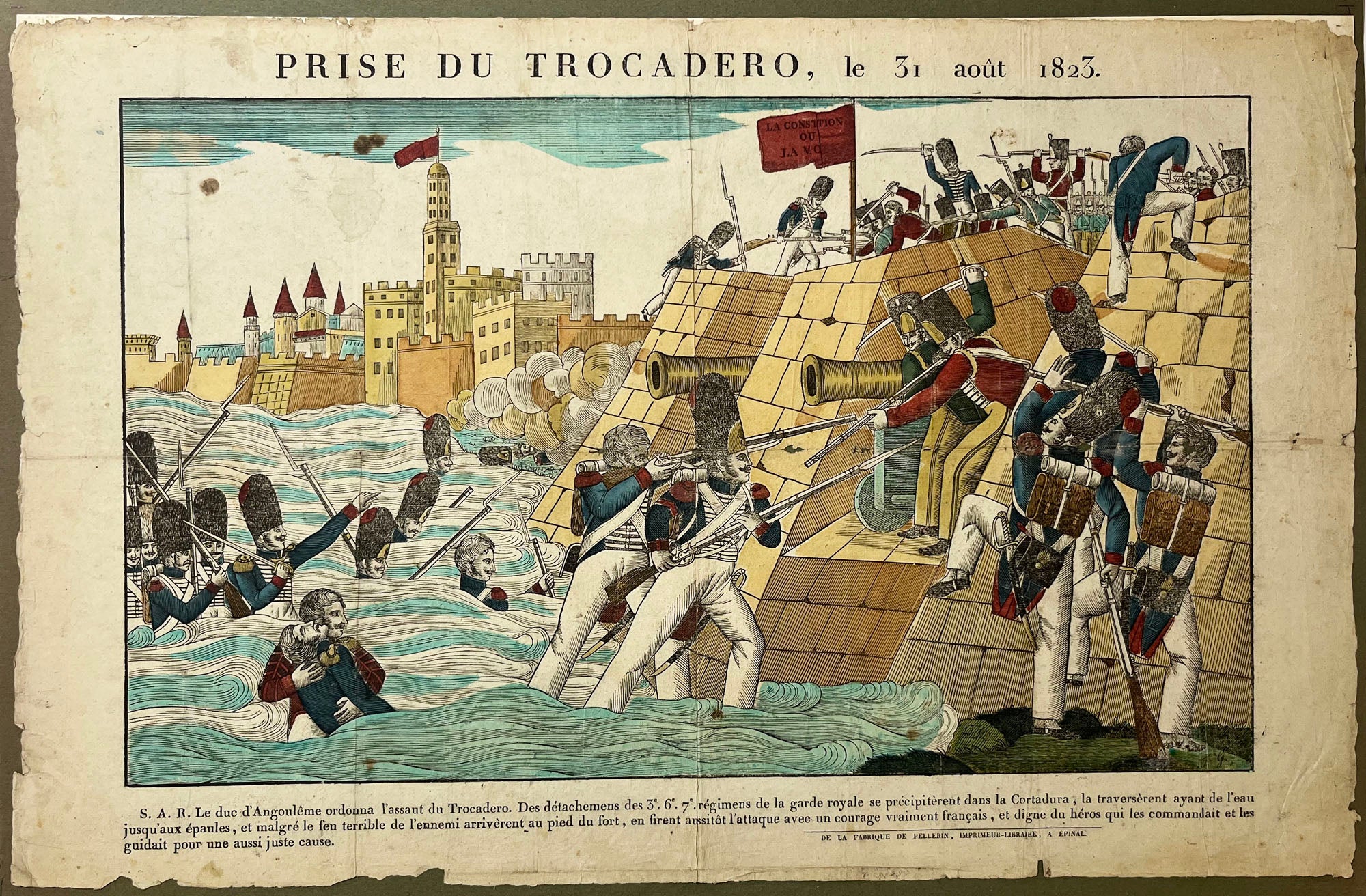 Prise du Trocadéro le 31 août 1823. S.A.R. Le Duc d'Angoulême ordonna l'assaut du Trocadéro.