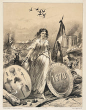 Charger l'image dans la galerie, Le ballon. Emblêmes patriotiques. J'ai été exilé de Paris et c'est lui qui m'a apporté des nouvelles de la Capitale. 1870.
