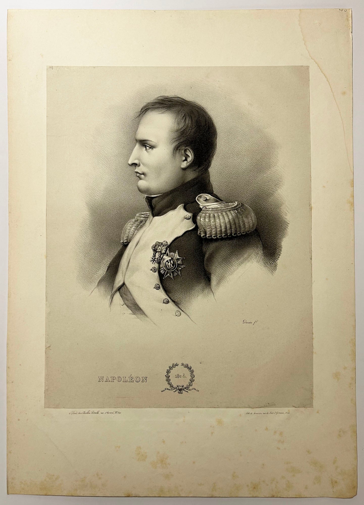 Napoléon 1805. Portrait de Napoléon, de profil gauche. 1829.