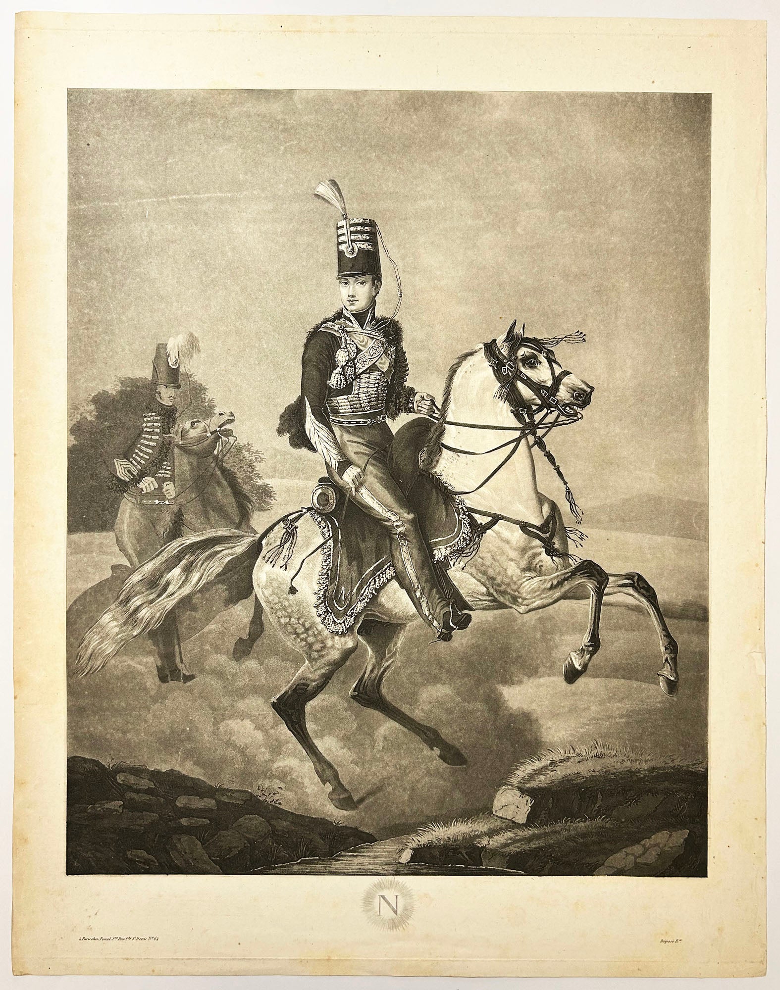 Portrait à cheval de l'Aiglon (1811†1832), Duc de Reichstadt, en uniforme de hussard. c.1830.