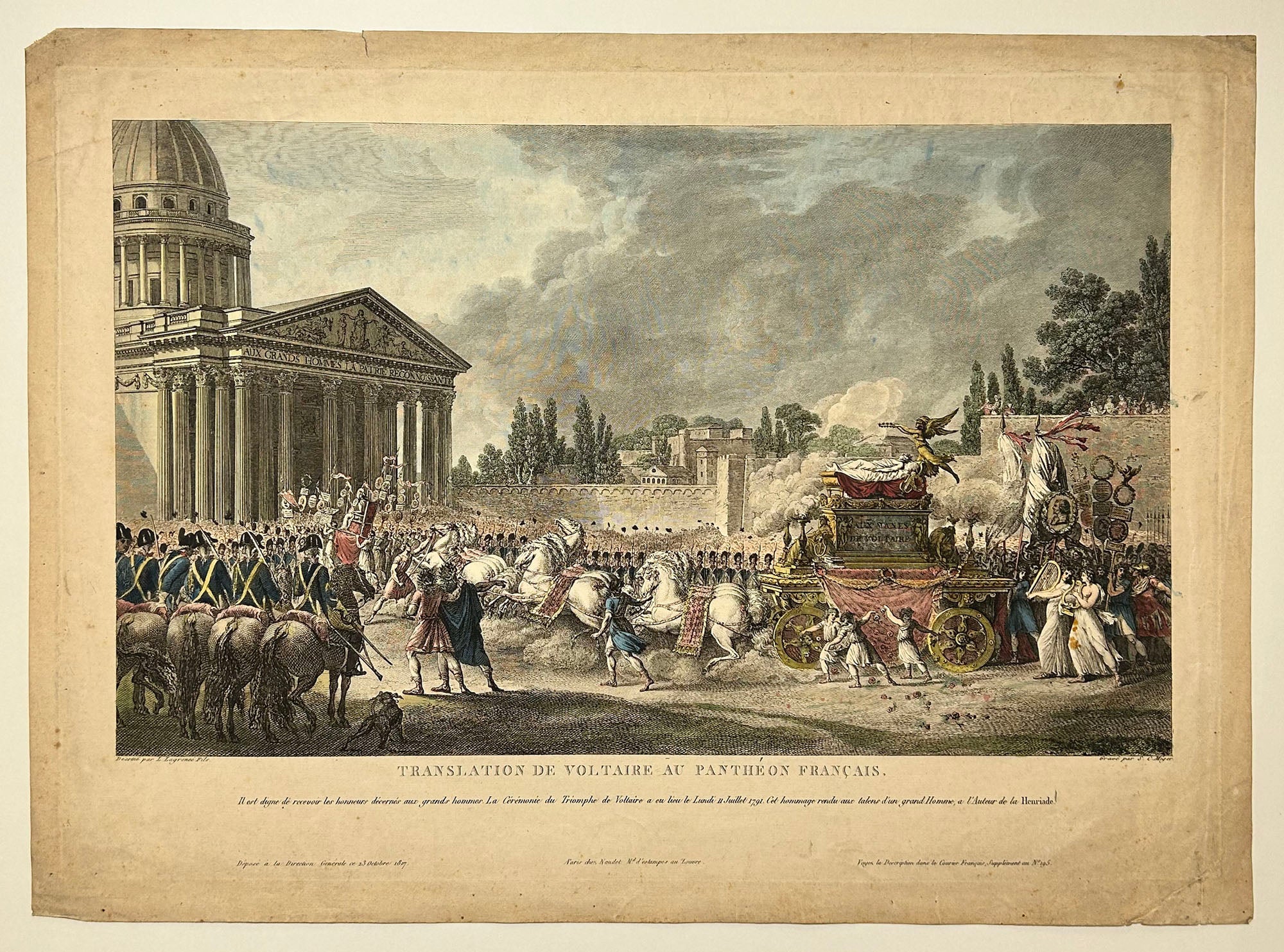 Translation de Voltaire au Panthéon français (le lundi 11 juillet 1791). c.1817.