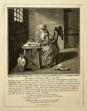 Charger l'image dans la galerie, Marie Anne Charlotte Corday ci-devant Darmans, âgé de 25 ans, Assassin de Marat, écrivant sa dernière lettre à son père (le 16 juillet 1793).