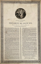 Charger l'image dans la galerie, Testament de Louis XVI, né le 23 août 1754 - Mort le 24 janvier 1793.