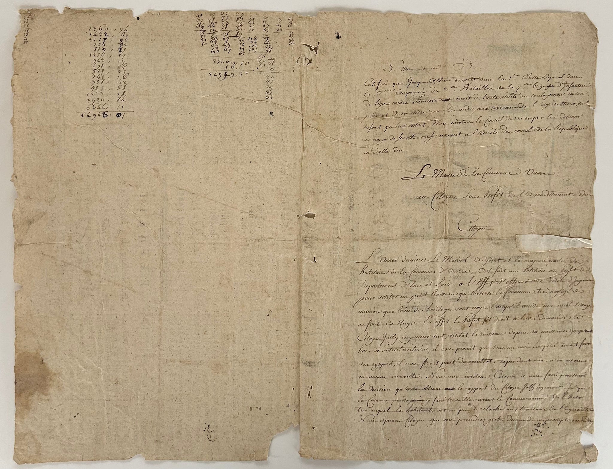 Le Préfet du Département d'Eure et Loir, relatant à ses concitoyens le 5 nivôse an 9 de la République (26 décembre 1800), la tentative d'assassinat de Napoléon.  1800.