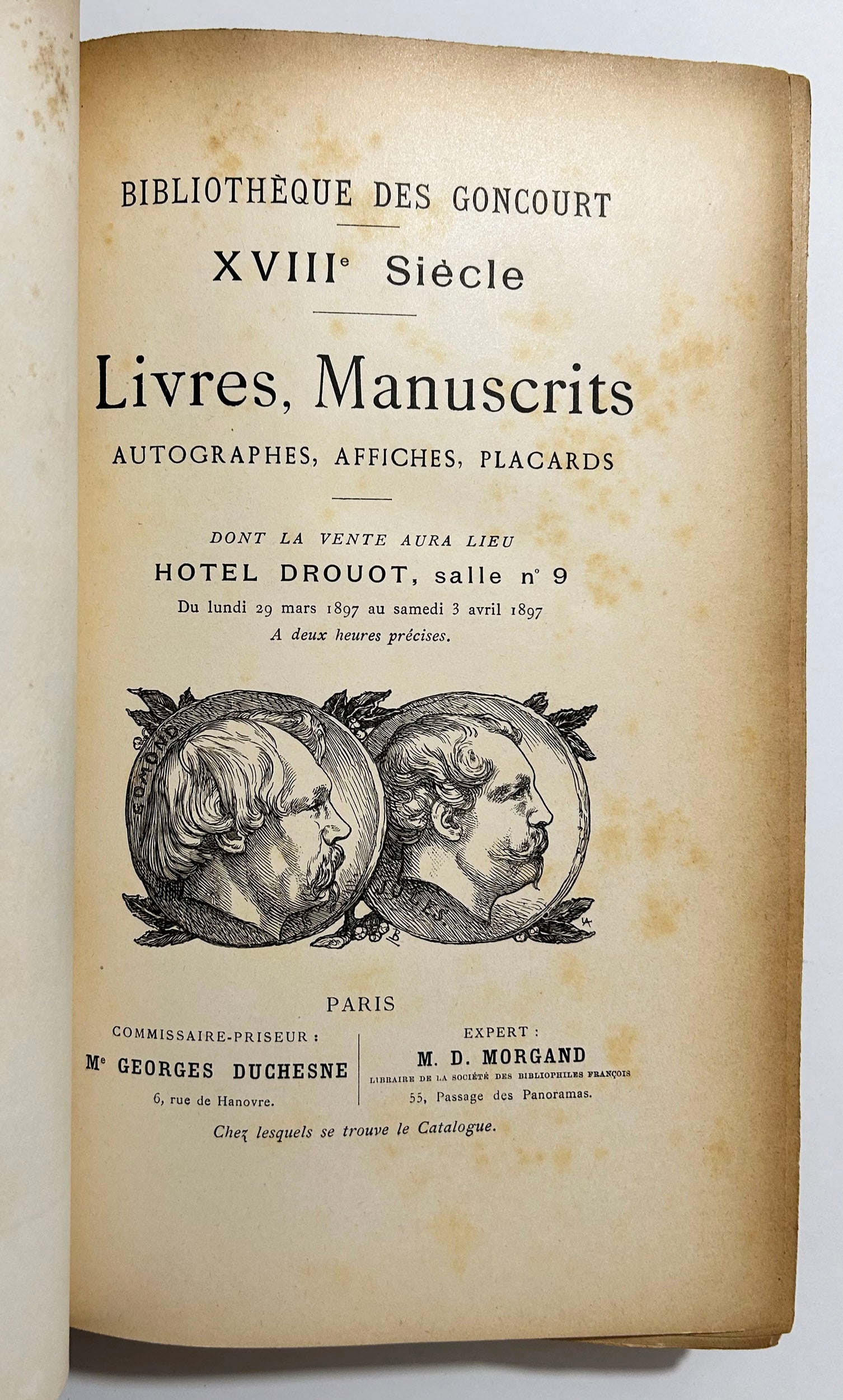 Catalogues de la vente de la Collection des Goncourt, Bibliothèque et Estampes, en 4 parties à l’Hôtel Drouot.