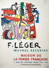 Charger l'image dans la galerie, Affiche d'exposition "F. Léger œuvres récentes" à la maison de la pensée française. 1954.