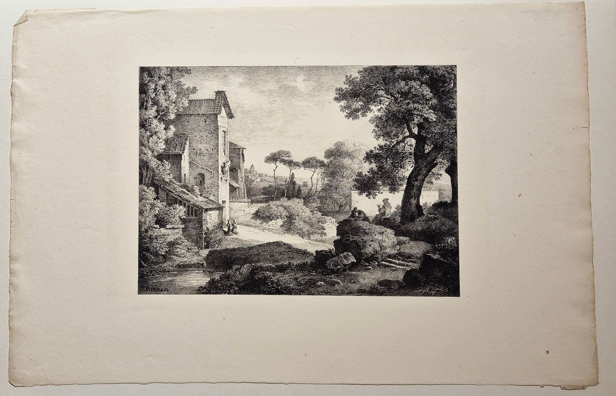 Paysage avec moines et nones. 1818.