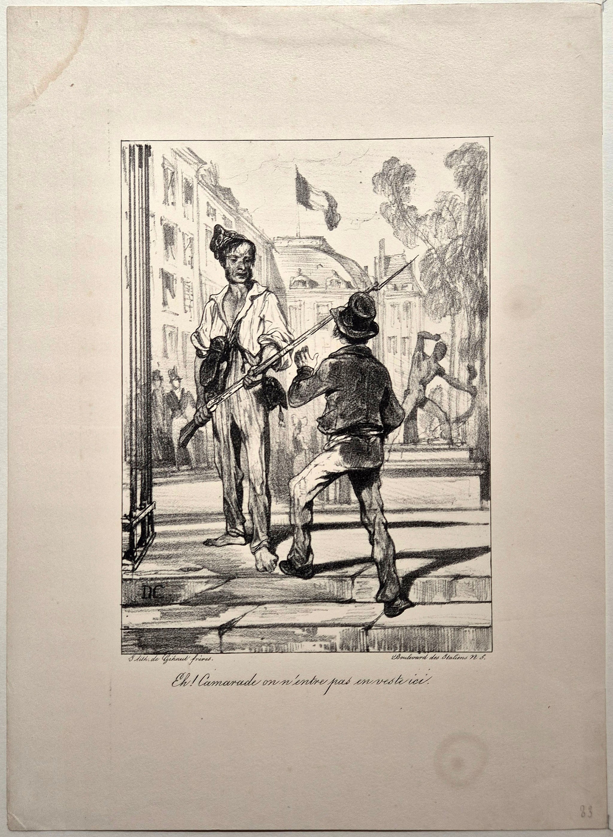 Eh! Camarade on n'entre pas en veste ici. 1830.