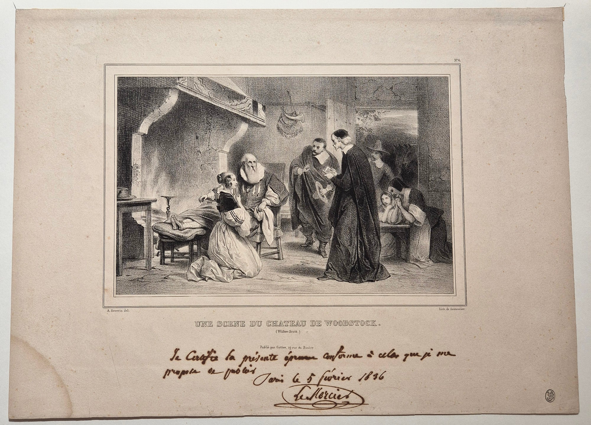 Une scène du château de Woodstock. (Walter-Scott). 1836.