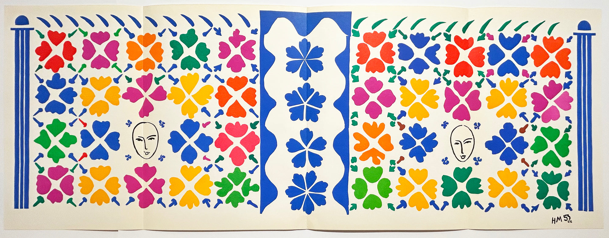 MATISSE Décoration - Masques. 1953. Lithographie en couleurs.