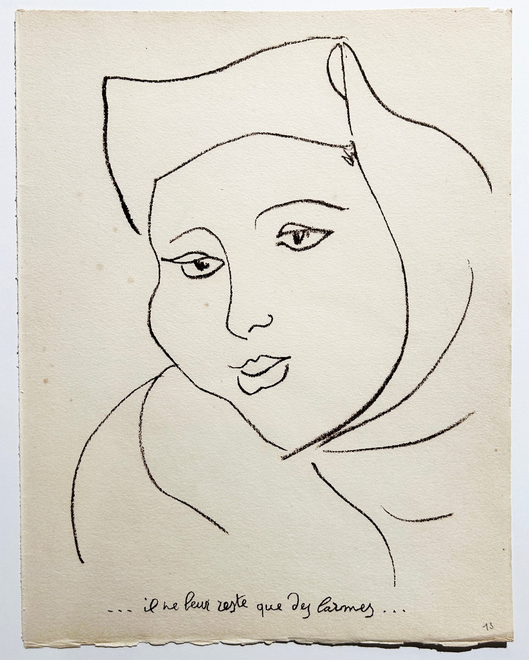 MATISSE Il ne leur reste que des larmes… 1946. Lithographie.