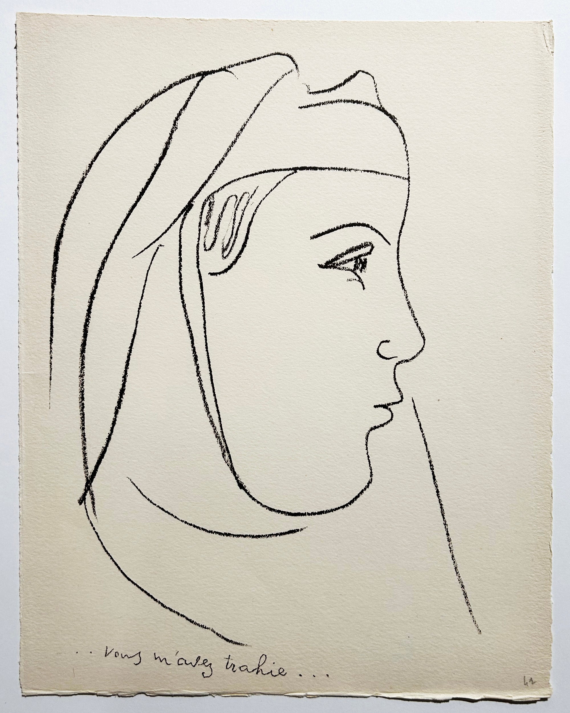 MATISSE - Vous m'avez trahie… 1946. Lithographie.