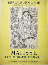 Charger l'image dans la galerie, Affiche d'exposition "Matisse lithographies rares" à la galerie Berggruen & Cie, à Paris. 1954.