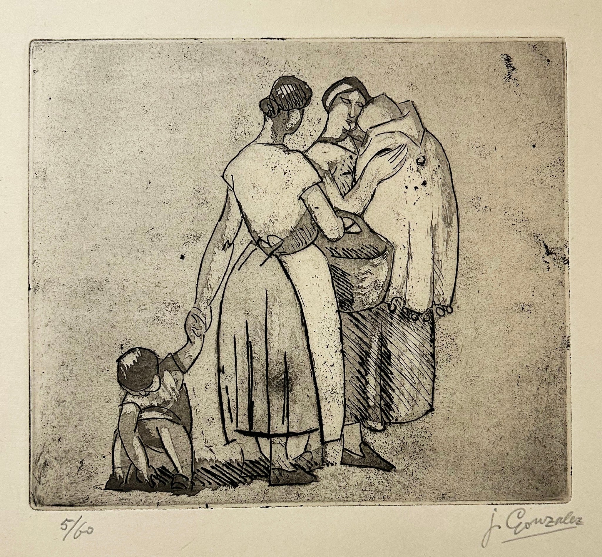 Deux paysannes aux enfants.  c.1925.