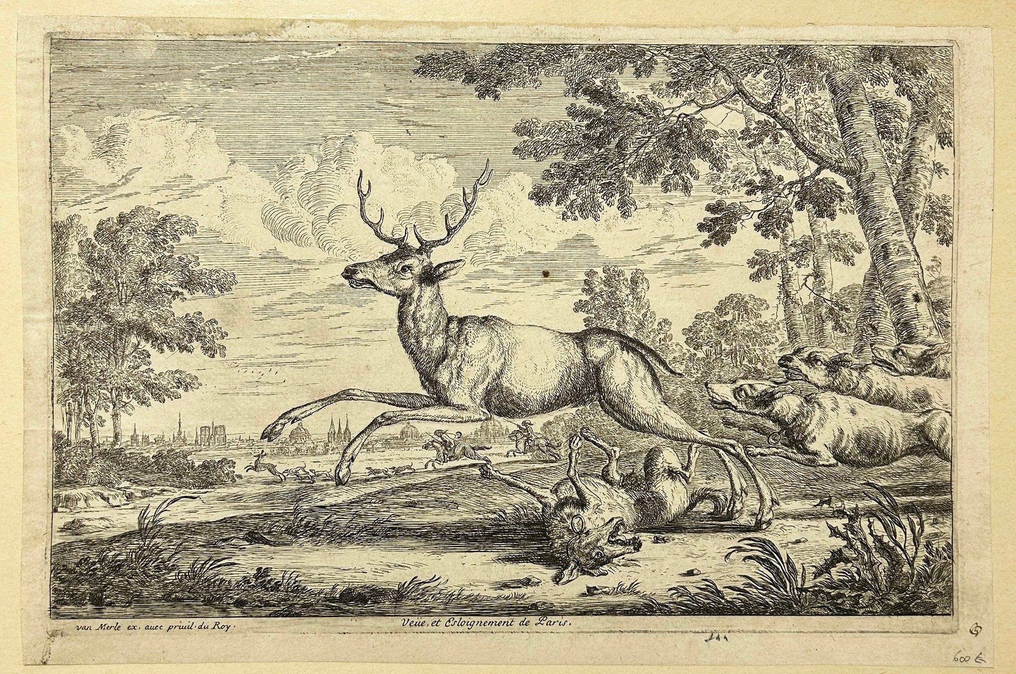 Veüe et Esloignement de Paris (Scène de chasse près de Paris).