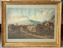 Charger l'image dans la galerie, Prosçoenium ou avant-scène du Théâtre de Taorminium en Sicile : Le Mont Etna occupe le fond du Tableau. c.1801.