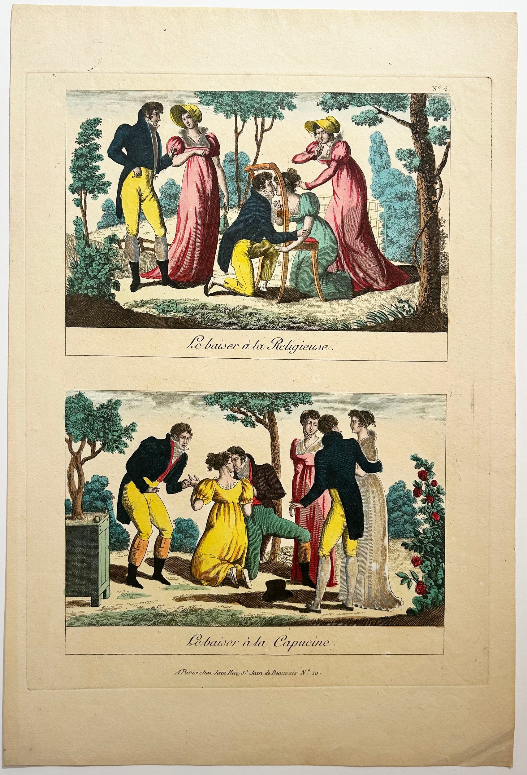IMAGERIE PARISIENNE - Le baiser à la Religieuse & Le baiser à la Capucine.  Entre 1789 et 1811. Edition de Jean.