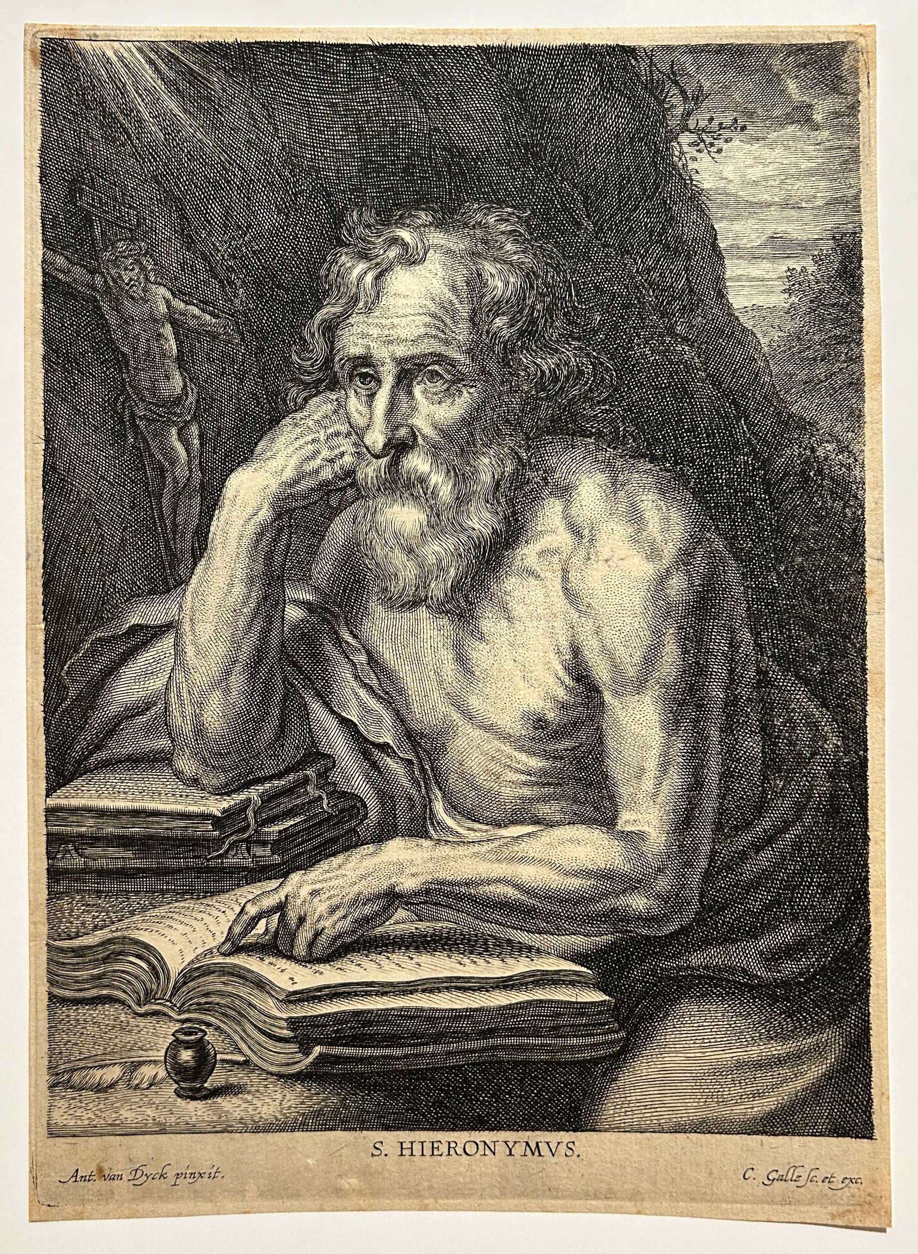 Cornelis GALLE le vieux - Saint Jérôme. Gravure à l'eau-forte et au burin d'après Anton Van Dyck.