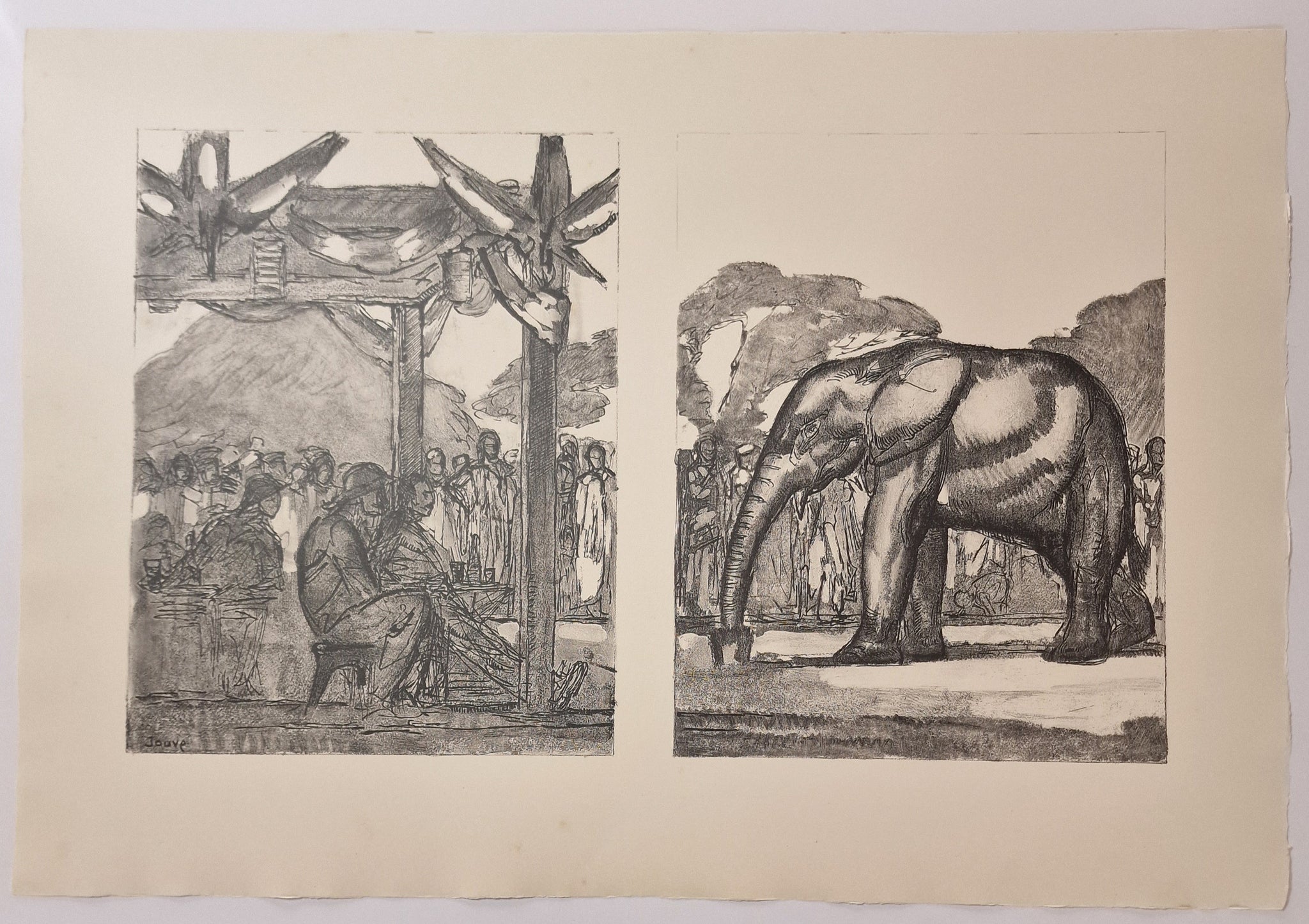 Eléphant et homme.  1934.