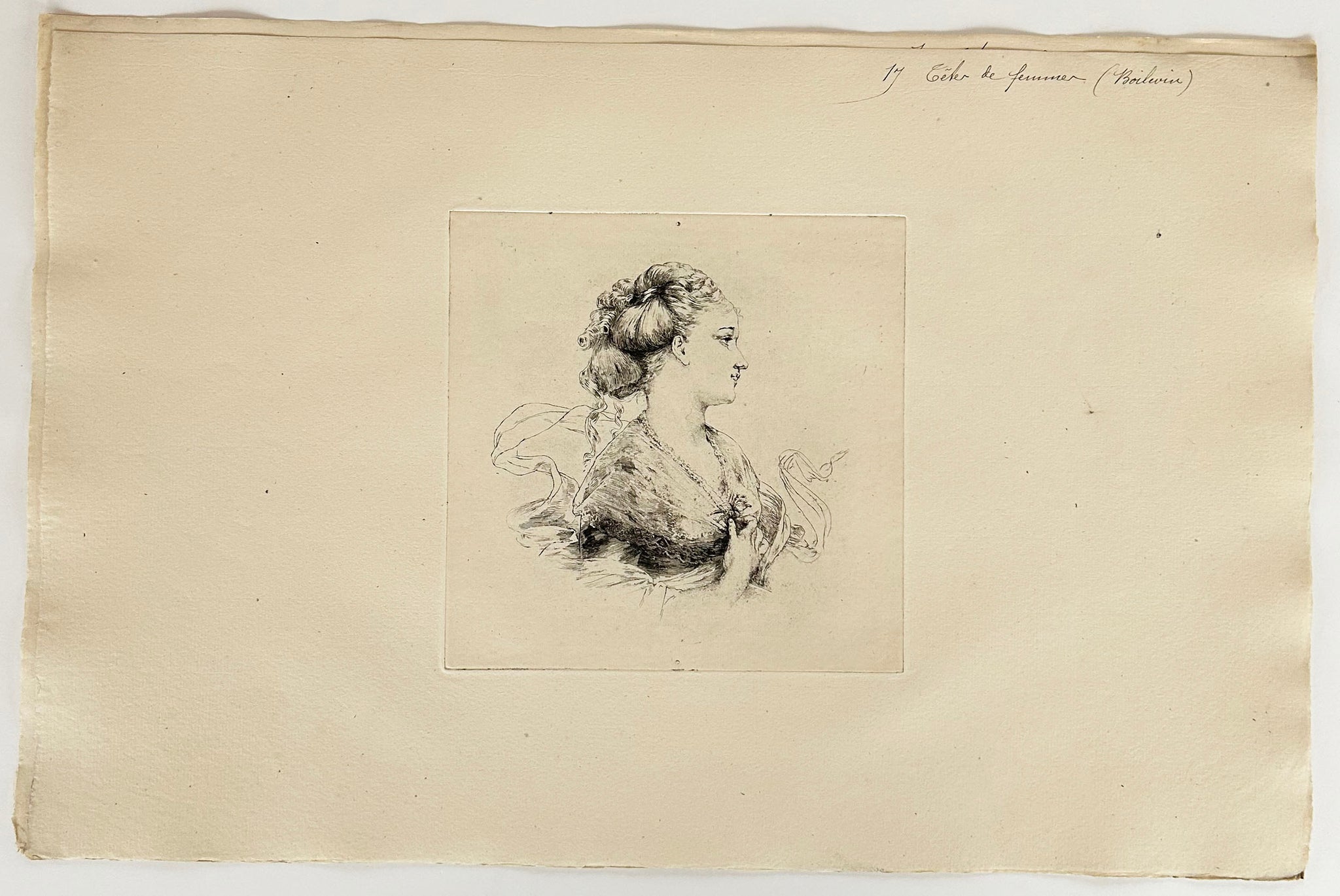 Douze têtes de femmes, décors d'assiettes pour la fabrique d'Haviland.  c.1870.