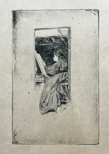 Charger l'image dans la galerie, Charles Samuel KEENE - Portrait de Mme Zambaco dessinant.  c.1860. Gravure originale.